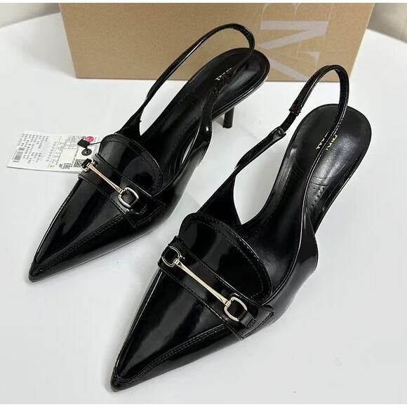 RARE!!! ZARA Embellished Slingback Shoes NWT - Picture 10 of 17